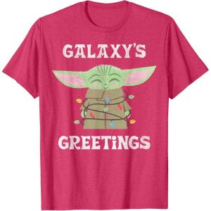 image:imageStar Wars The Mandalorian Christmas Child Galaxys Greetings TShirtRed Heather