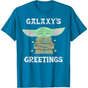 image:imageStar Wars The Mandalorian Christmas Child Galaxys Greetings TShirtSapphire Blue