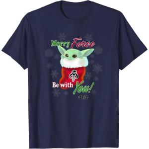 image:imageStar Wars The Mandalorian Christmas Grogu Merry Force TShirtNavy Blue