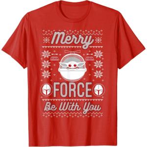 image:imageStar Wars The Mandalorian Christmas Merry Force Be With You TShirtRed