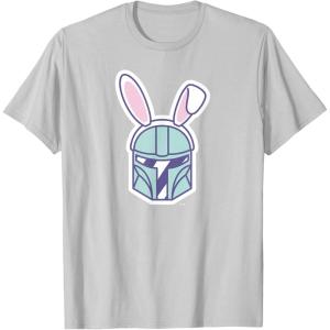 image:imageStar Wars The Mandalorian Cute Pastel Easter Bunny TShirtSilver Grey
