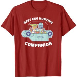 image:imageStar Wars The Mandalorian Grogu Best Egg Hunting Easter TShirtCranberry Red