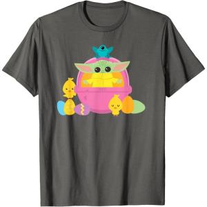 image:imageStar Wars The Mandalorian Grogu Cute Happy Easter Friends TShirtAsphalt Grey