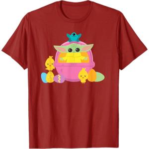image:imageStar Wars The Mandalorian Grogu Cute Happy Easter Friends TShirtCranberry Red