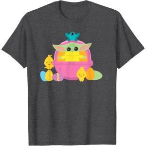 image:imageStar Wars The Mandalorian Grogu Cute Happy Easter Friends TShirtDark Heather Grey