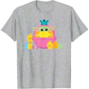 image:imageStar Wars The Mandalorian Grogu Cute Happy Easter Friends TShirtHeather Grey