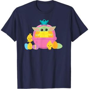 image:imageStar Wars The Mandalorian Grogu Cute Happy Easter Friends TShirtNavy Blue