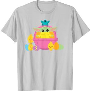 image:imageStar Wars The Mandalorian Grogu Cute Happy Easter Friends TShirtSilver Grey