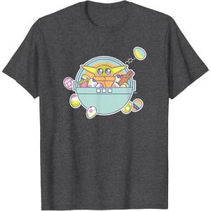 image:imageStar Wars The Mandalorian Grogu Easter EggCitement TShirtDark Heather Grey