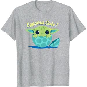 image:imageStar Wars The Mandalorian Grogu Eggstra Cute Easter TShirtHeather Grey