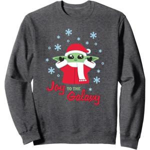 image:imageStar Wars The Mandalorian Grogu Joy to the Galaxy Holiday SweatshirtDark Heather Grey