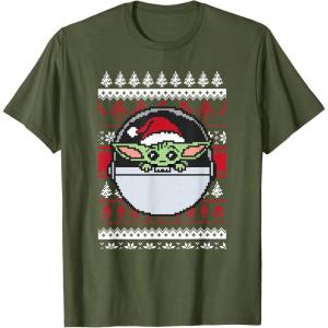 image:imageStar Wars The Mandalorian Grogu Ugly Christmas Sweater TShirtOlive Green