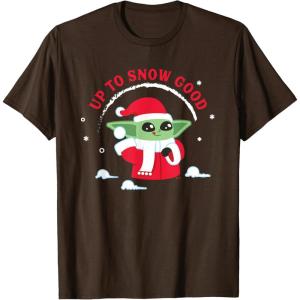 image:imageStar Wars The Mandalorian Grogu Up to Snow Good Holiday TShirtBrown