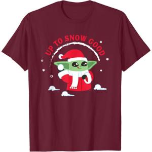 image:imageStar Wars The Mandalorian Grogu Up to Snow Good Holiday TShirtBurgundy