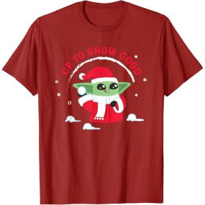 image:imageStar Wars The Mandalorian Grogu Up to Snow Good Holiday TShirtCranberry Red
