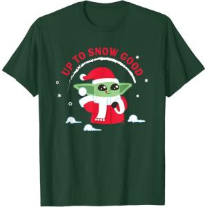 image:imageStar Wars The Mandalorian Grogu Up to Snow Good Holiday TShirtDark Green