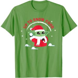image:imageStar Wars The Mandalorian Grogu Up to Snow Good Holiday TShirtGrass Green