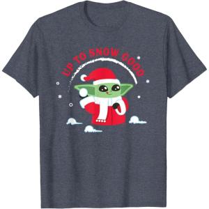 image:imageStar Wars The Mandalorian Grogu Up to Snow Good Holiday TShirtHeather Blue