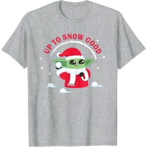 image:imageStar Wars The Mandalorian Grogu Up to Snow Good Holiday TShirtHeather Grey