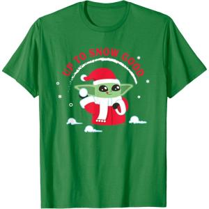 image:imageStar Wars The Mandalorian Grogu Up to Snow Good Holiday TShirtKelly Green