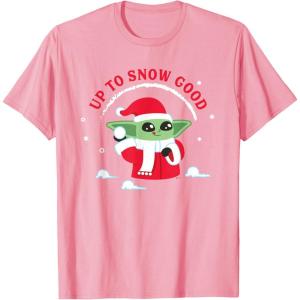 image:imageStar Wars The Mandalorian Grogu Up to Snow Good Holiday TShirtPink