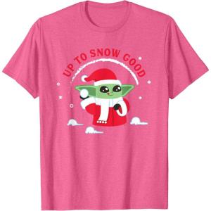 image:imageStar Wars The Mandalorian Grogu Up to Snow Good Holiday TShirtPink Heather