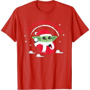 image:imageStar Wars The Mandalorian Grogu Up to Snow Good Holiday TShirtRed