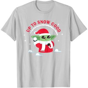 image:imageStar Wars The Mandalorian Grogu Up to Snow Good Holiday TShirtSilver Grey