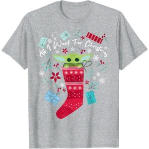 image:imageStar Wars The Mandalorian The Child All I Want For Christmas TShirtHeather Grey