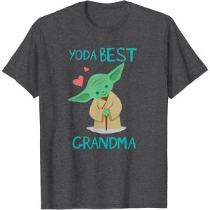 image:imageStar Wars Yoda Best Grandma Yoda Chibi Portrait Mothers Day TShirtDark Heather Grey