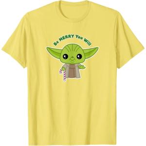 image:imageStar Wars Yoda Cute Christmas Holiday Be Merry You Will TShirtLemon Yellow