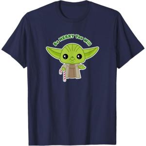 image:imageStar Wars Yoda Cute Christmas Holiday Be Merry You Will TShirtNavy Blue