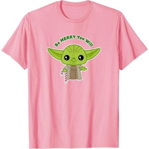 image:imageStar Wars Yoda Cute Christmas Holiday Be Merry You Will TShirtPink