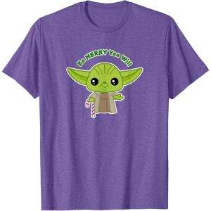 image:imageStar Wars Yoda Cute Christmas Holiday Be Merry You Will TShirtPurple Heather