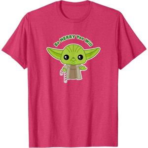 image:imageStar Wars Yoda Cute Christmas Holiday Be Merry You Will TShirtRed Heather