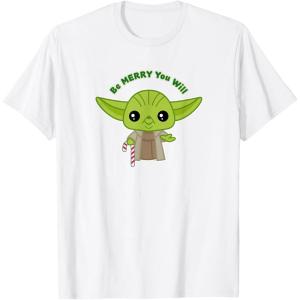 image:imageStar Wars Yoda Cute Christmas Holiday Be Merry You Will TShirtWhite