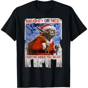 image:imageStar Wars Yoda Naughty Or Nice Flyer Christmas TShirt TShirtBlack
