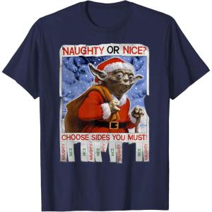 image:imageStar Wars Yoda Naughty Or Nice Flyer Christmas TShirt TShirtNavy Blue