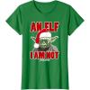 image:imageStar Wars Classic Christmas An Elf I Am Not Yoda Portrait TShirtKelly Green