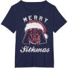 image:imageStar Wars Vader Christmas Merry Sithmas Candy Cane Script TShirtNavy Blue