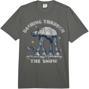 image:imageStar Wars Christmas ATAT Walker Dashing Through The Snow Comfort Colors Adult Heavyweight TshirtDark Grey