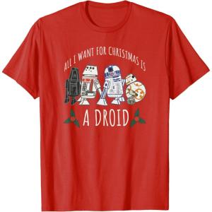 image:imageStar Wars Christmas All I Want For Christmas Is A Droid TShirtRed