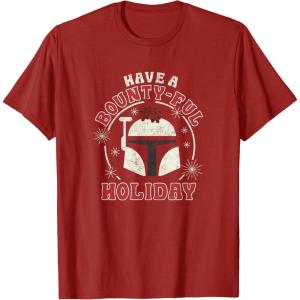 image:imageStar Wars Christmas Boba Fett Have A BountyFul Holiday TShirtCranberry Red