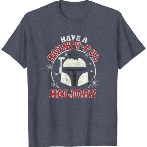 image:imageStar Wars Christmas Boba Fett Have A BountyFul Holiday TShirtHeather Blue