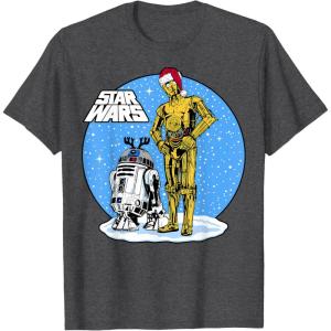 image:imageStar Wars Christmas C3PO amp R2D2 Snow Globe TShirtDark Heather Grey