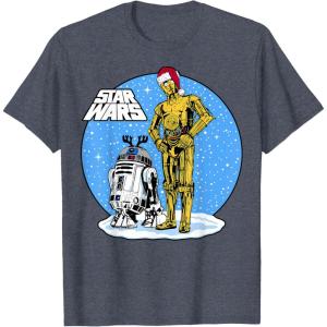 image:imageStar Wars Christmas C3PO amp R2D2 Snow Globe TShirtHeather Blue