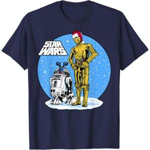 image:imageStar Wars Christmas C3PO amp R2D2 Snow Globe TShirtNavy Blue
