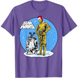 image:imageStar Wars Christmas C3PO amp R2D2 Snow Globe TShirtPurple Heather