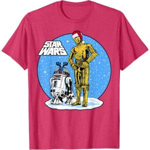 image:imageStar Wars Christmas C3PO amp R2D2 Snow Globe TShirtRed Heather