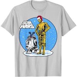 image:imageStar Wars Christmas C3PO amp R2D2 Snow Globe TShirtSilver Grey